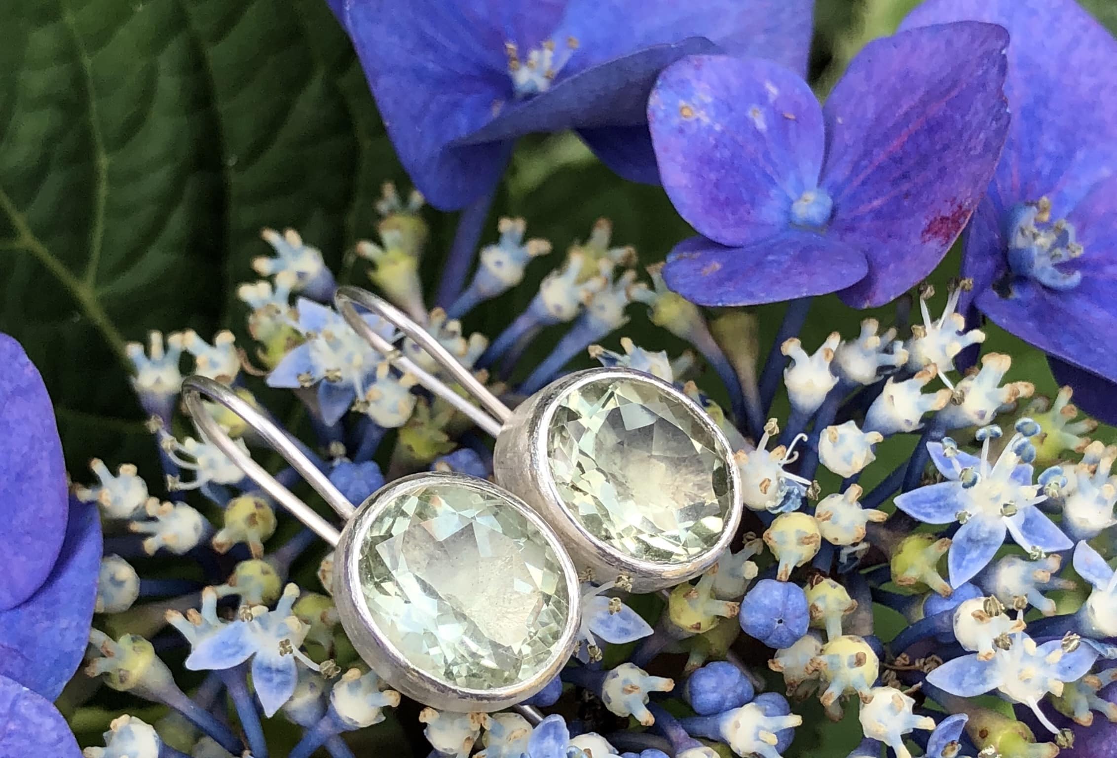Edelstein Ohrhänger grüner Amethyst 935 Silber – Bild 7
