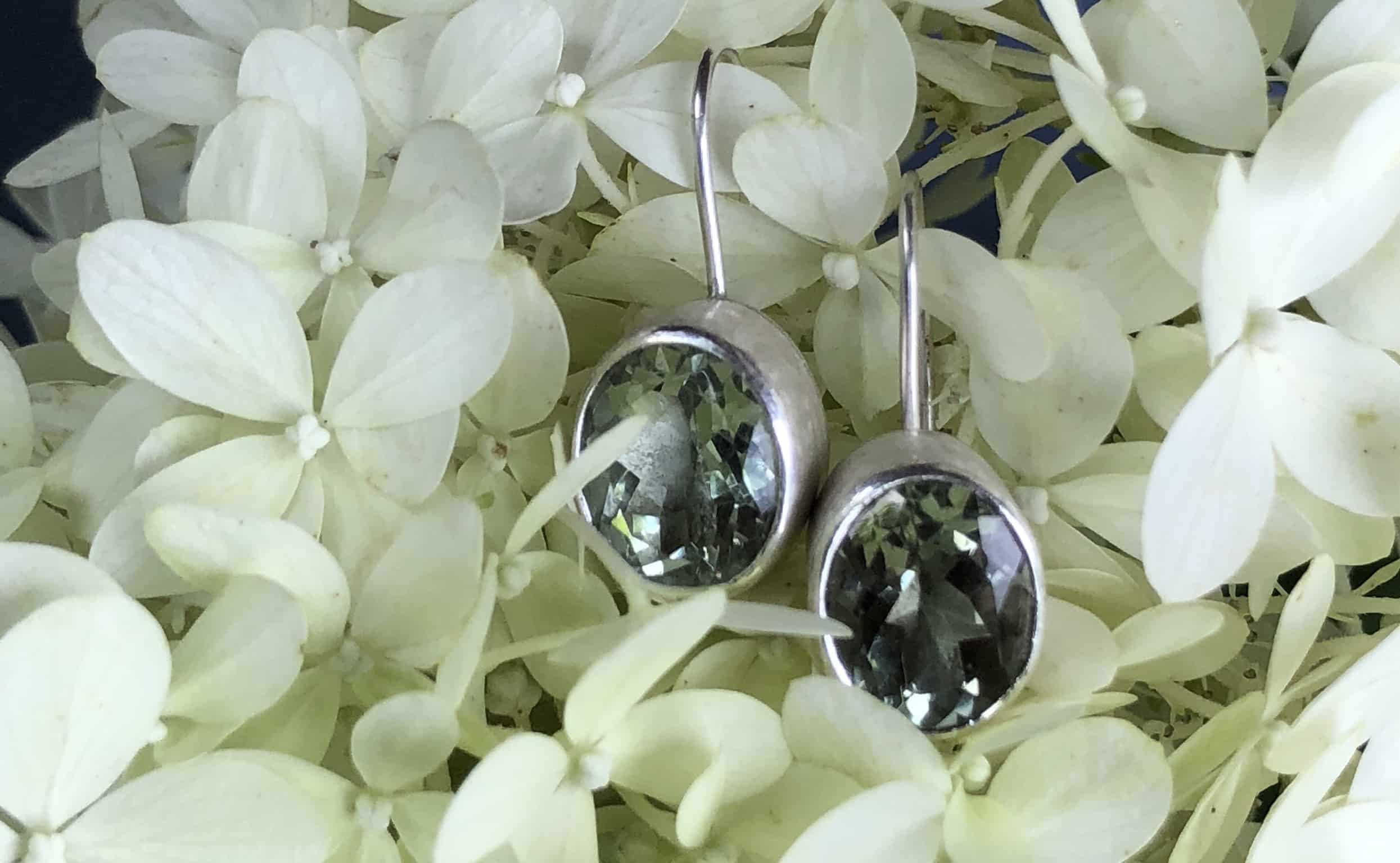 Edelstein Ohrhänger grüner Amethyst 935 Silber – Bild 3