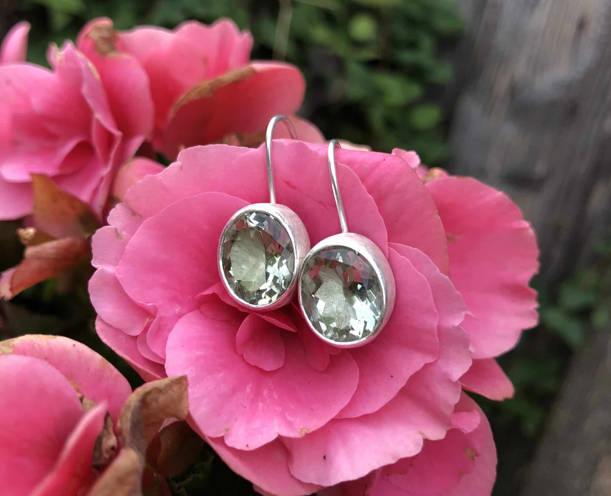 Edelstein Ohrhänger grüner Amethyst 935 Silber – Bild 8