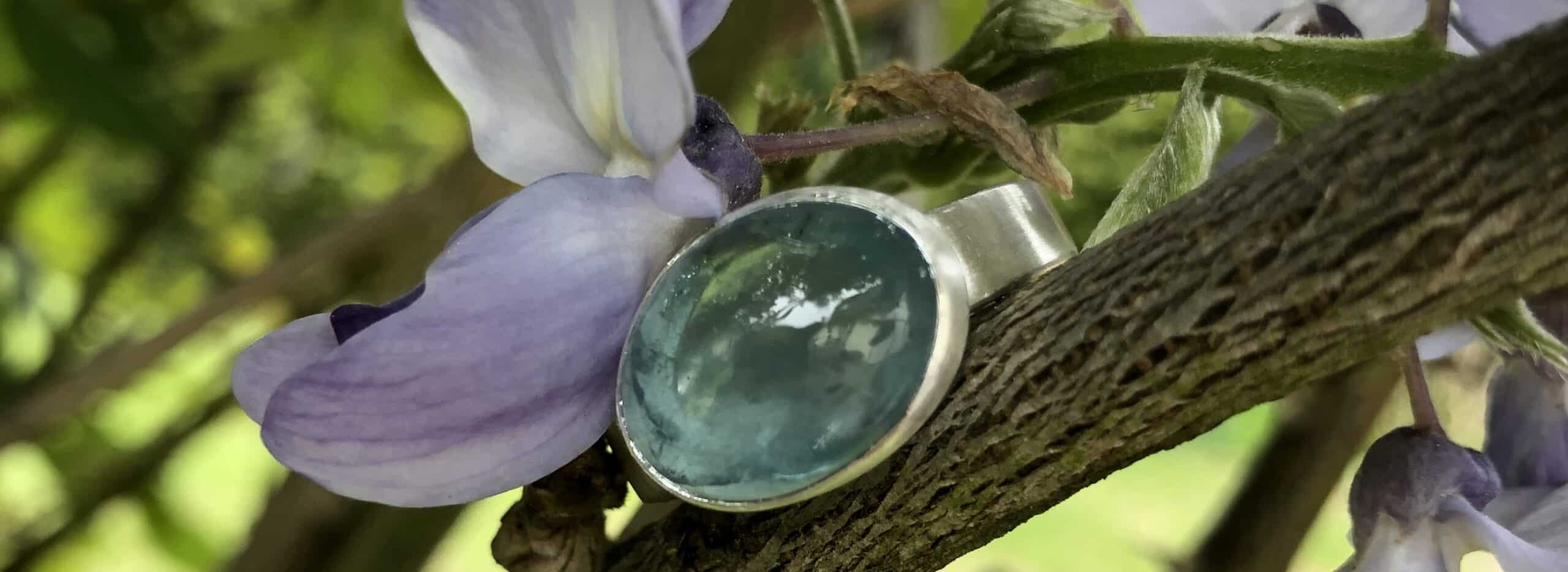Aquamarin Ring Cabochon 935/999 Silber – Bild 5