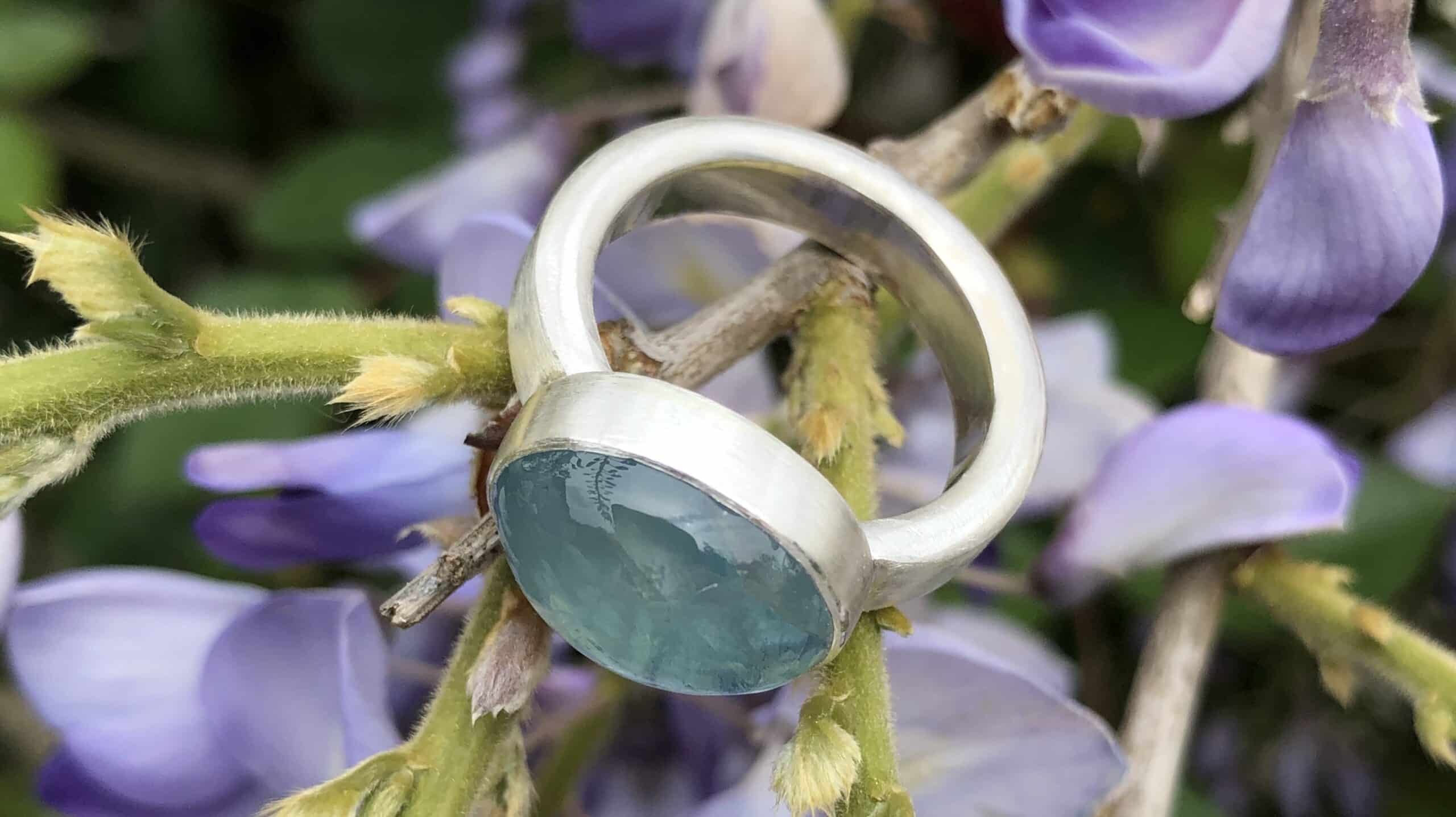 Aquamarin Ring Cabochon 935/999 Silber – Bild 4