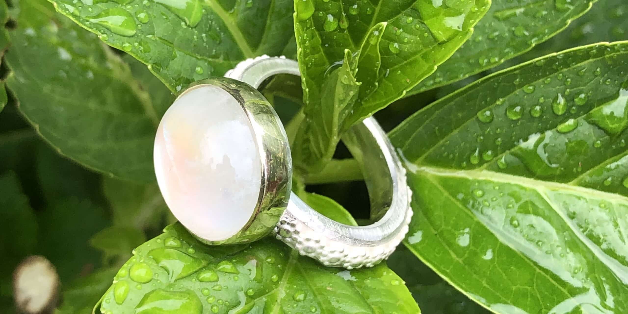 Mondstein Ring 585 Gold/ 935 Silber handgefertigt – Bild 8