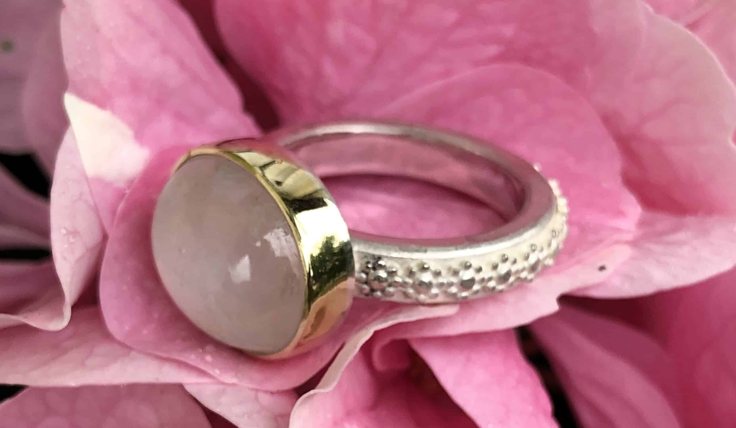 Mondstein Ring 585 Gold/ 935 Silber handgefertigt – Bild 7