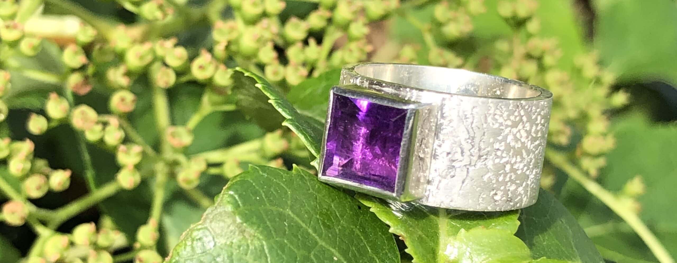 Edelstein Ring Amethyst Quadrat Sterlingsilber handgefertigt – Bild 4