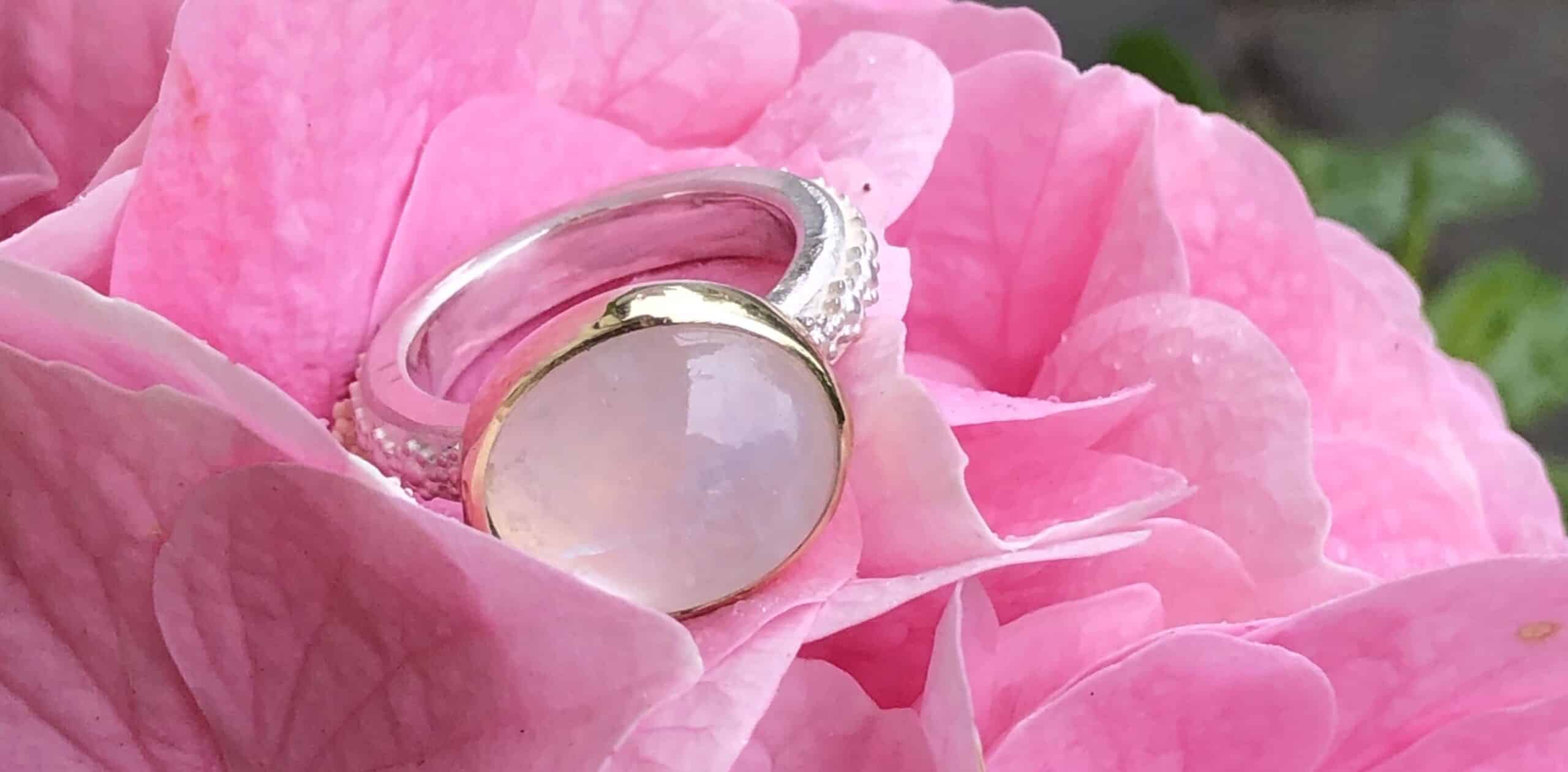 Mondstein Ring 585 Gold/ 935 Silber handgefertigt – Bild 6