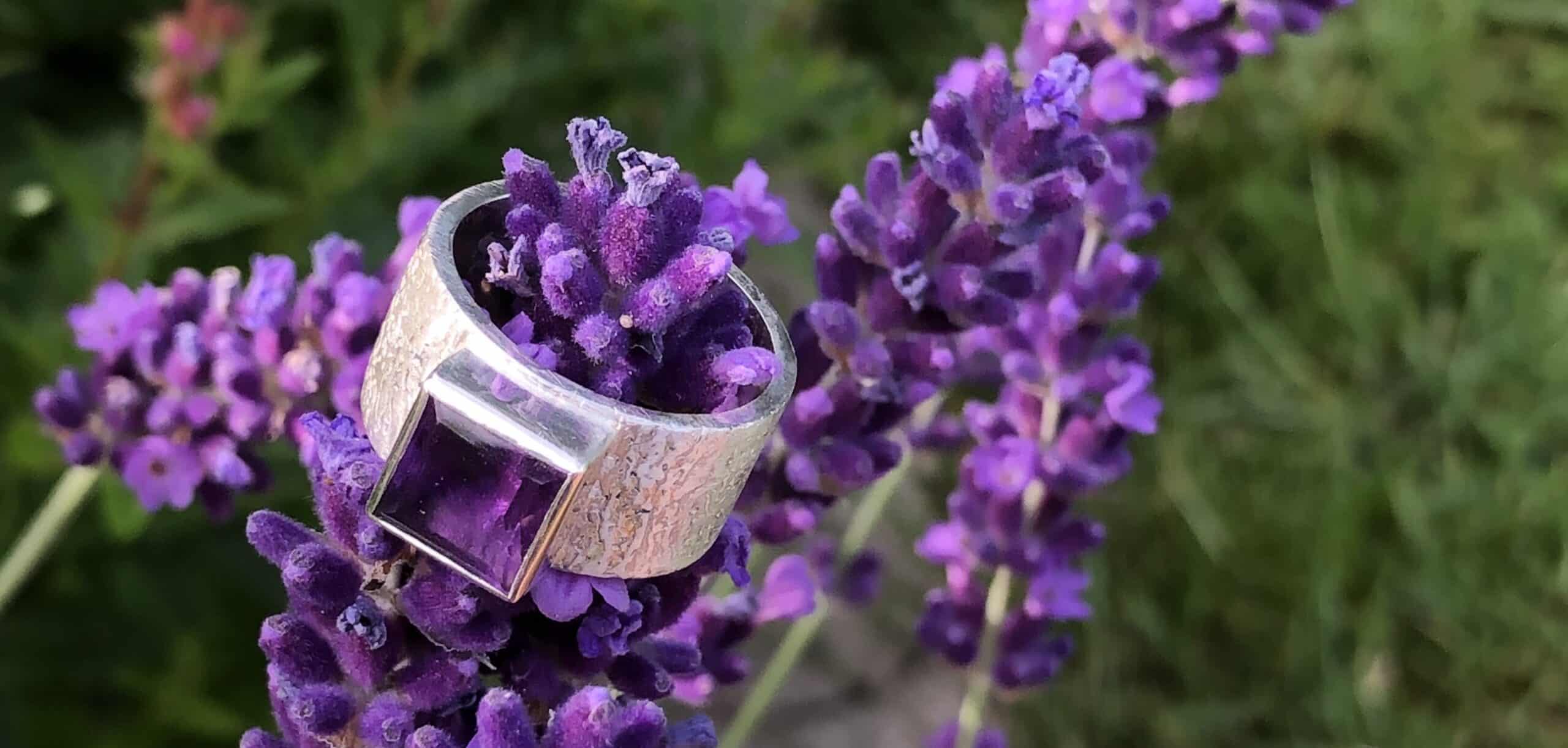 Edelstein Ring Amethyst Quadrat Sterlingsilber handgefertigt – Bild 6