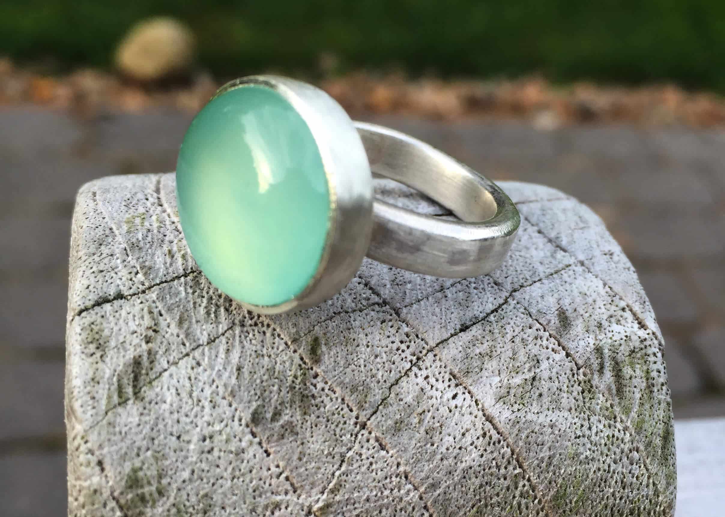 Edelsteinring blauer Chalcedon Sterlingsilber – Bild 4