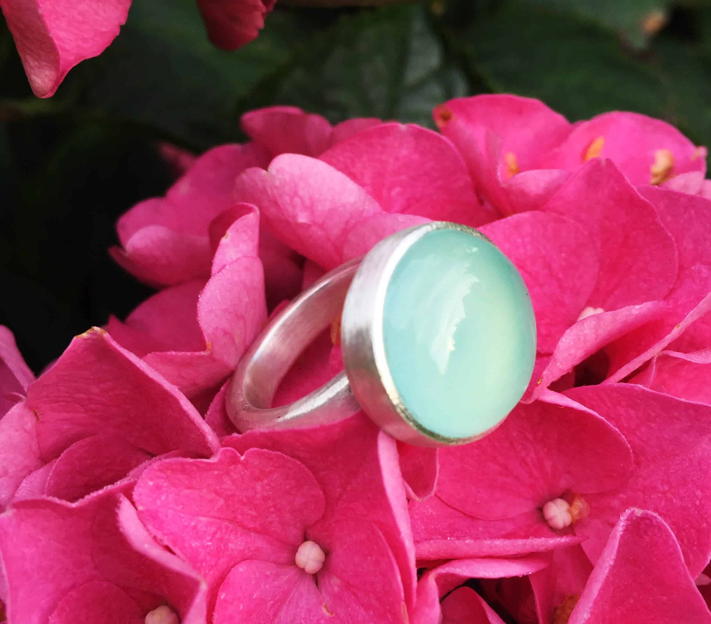 Edelsteinring blauer Chalcedon Sterlingsilber – Bild 3