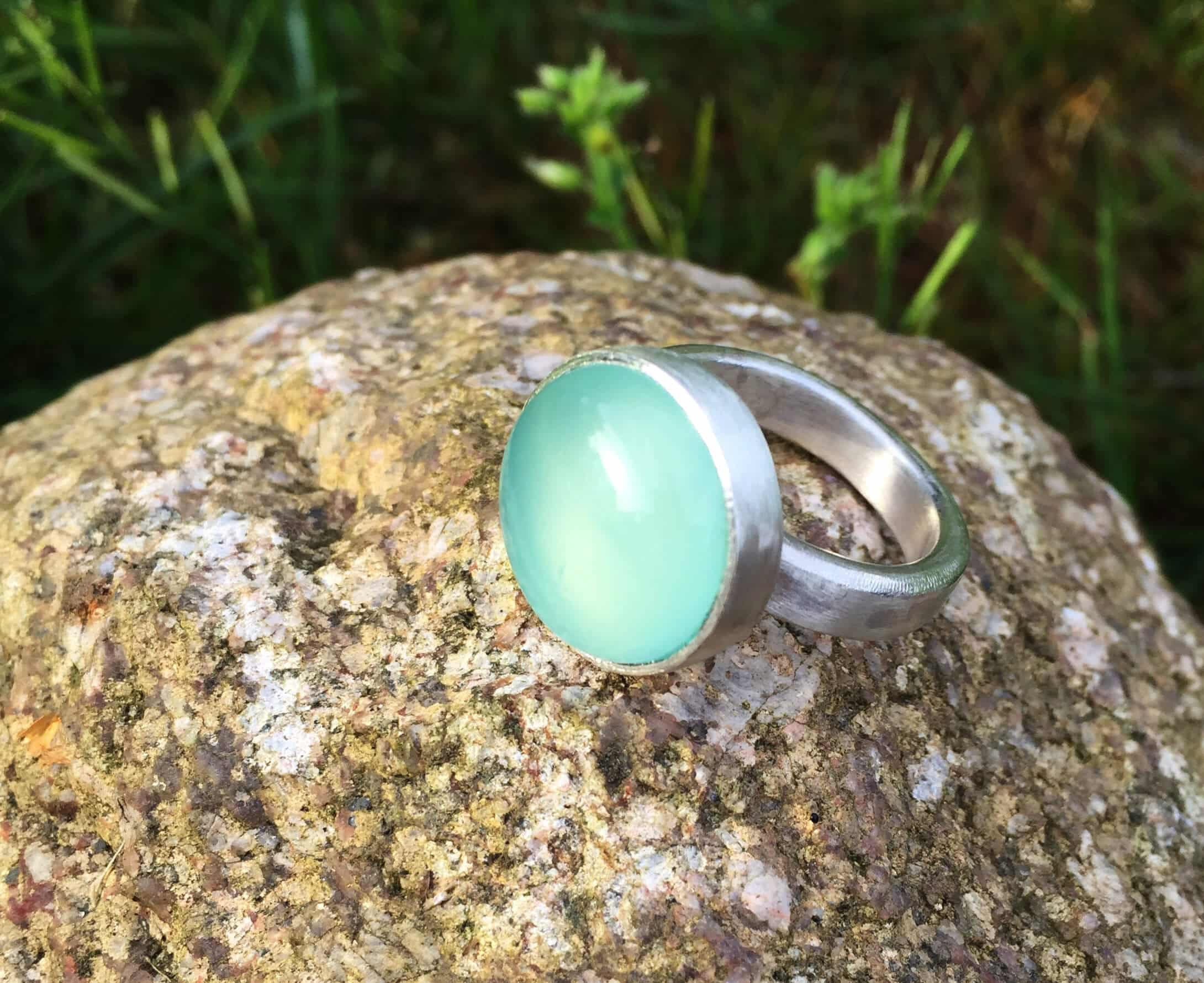 Edelsteinring blauer Chalcedon Sterlingsilber – Bild 2