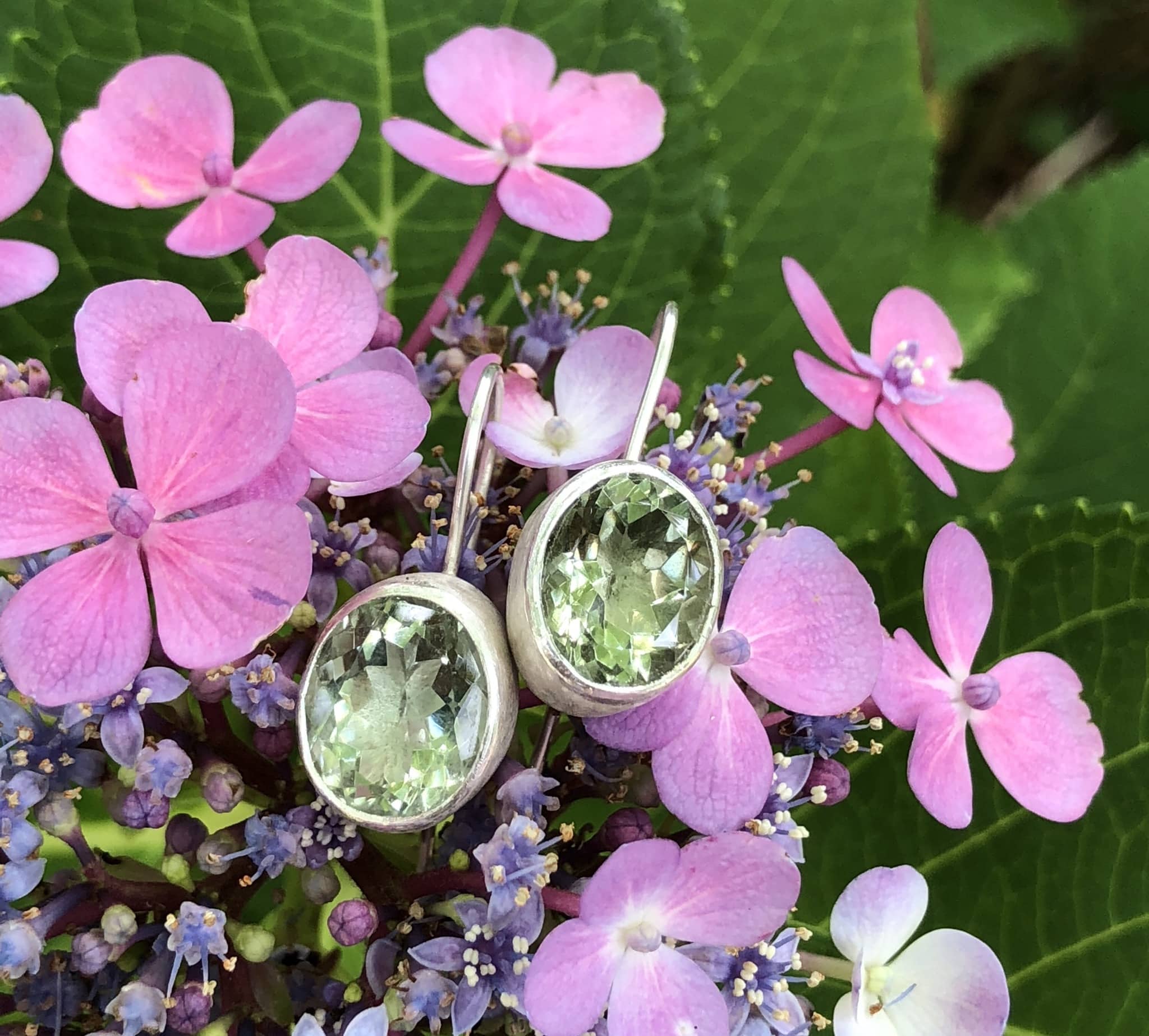 Edelstein Ohrhänger grüner Amethyst 935 Silber