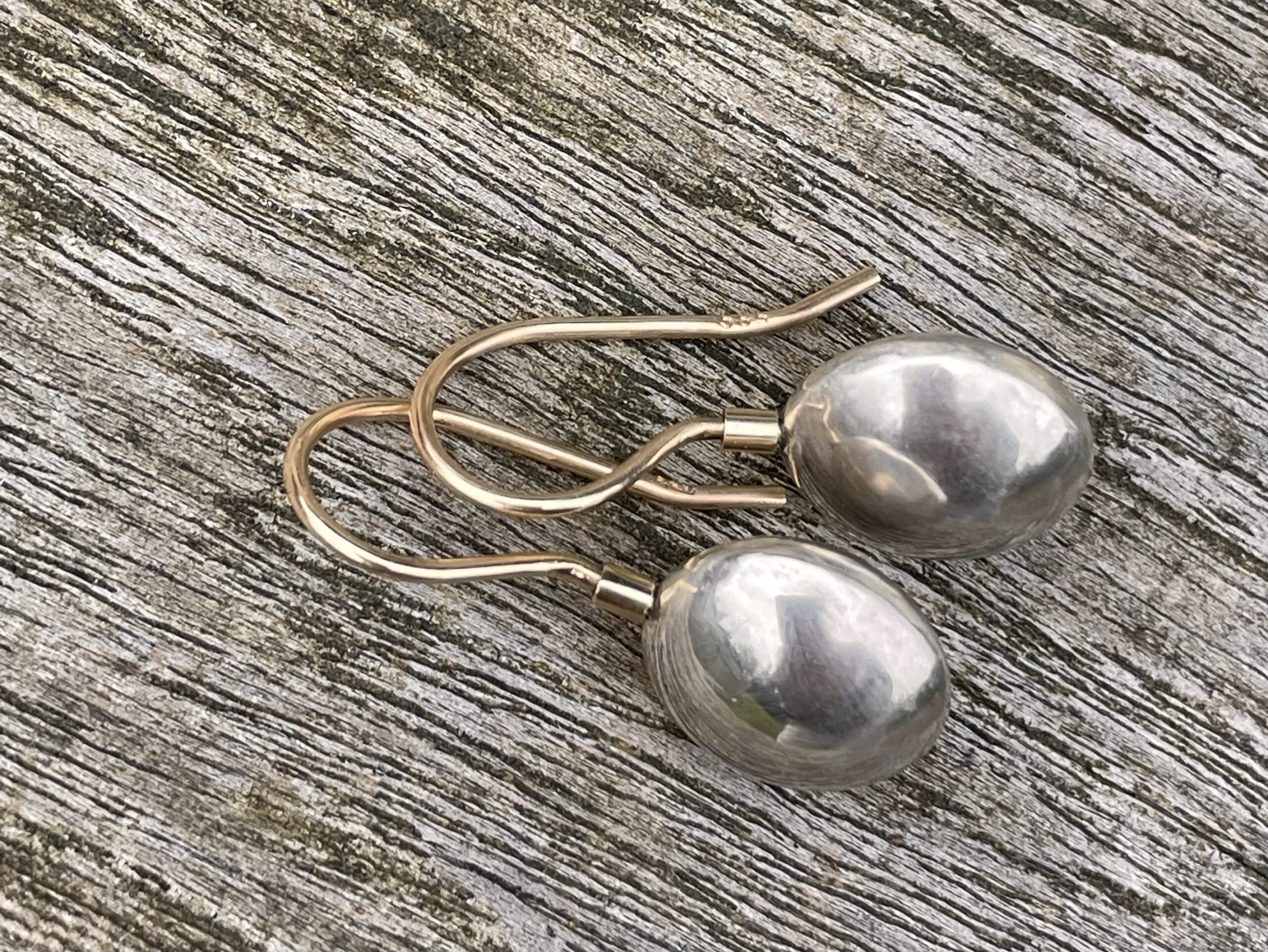 Ohrhänger große Silberlinse 925 Silber/ 585 Gold – Bild 3