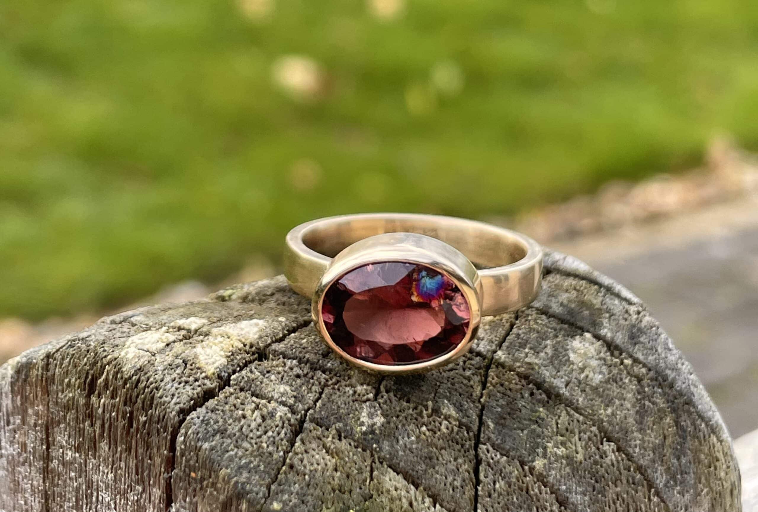 Edelstein Ring brauner Turmalin 585 Gold handgefertigt – Bild 4