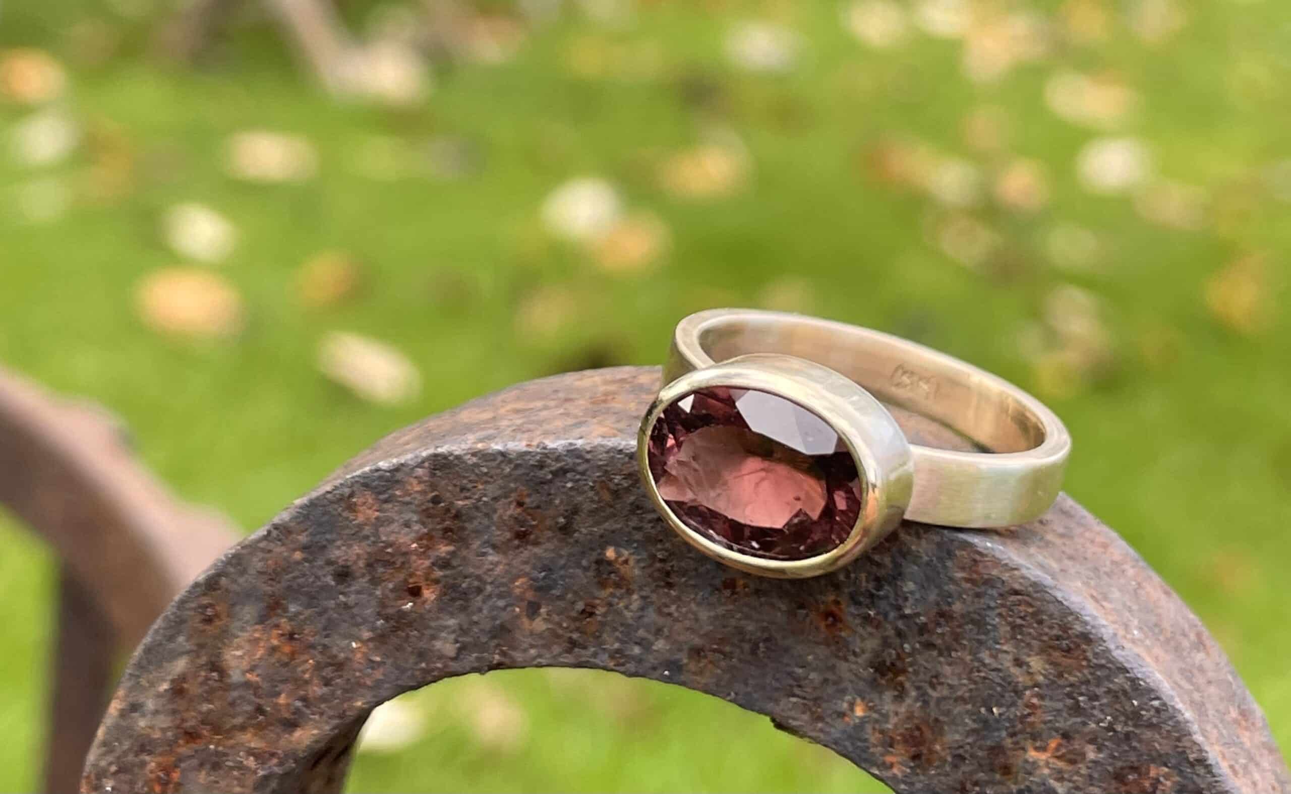 Edelstein Ring brauner Turmalin 585 Gold handgefertigt – Bild 2