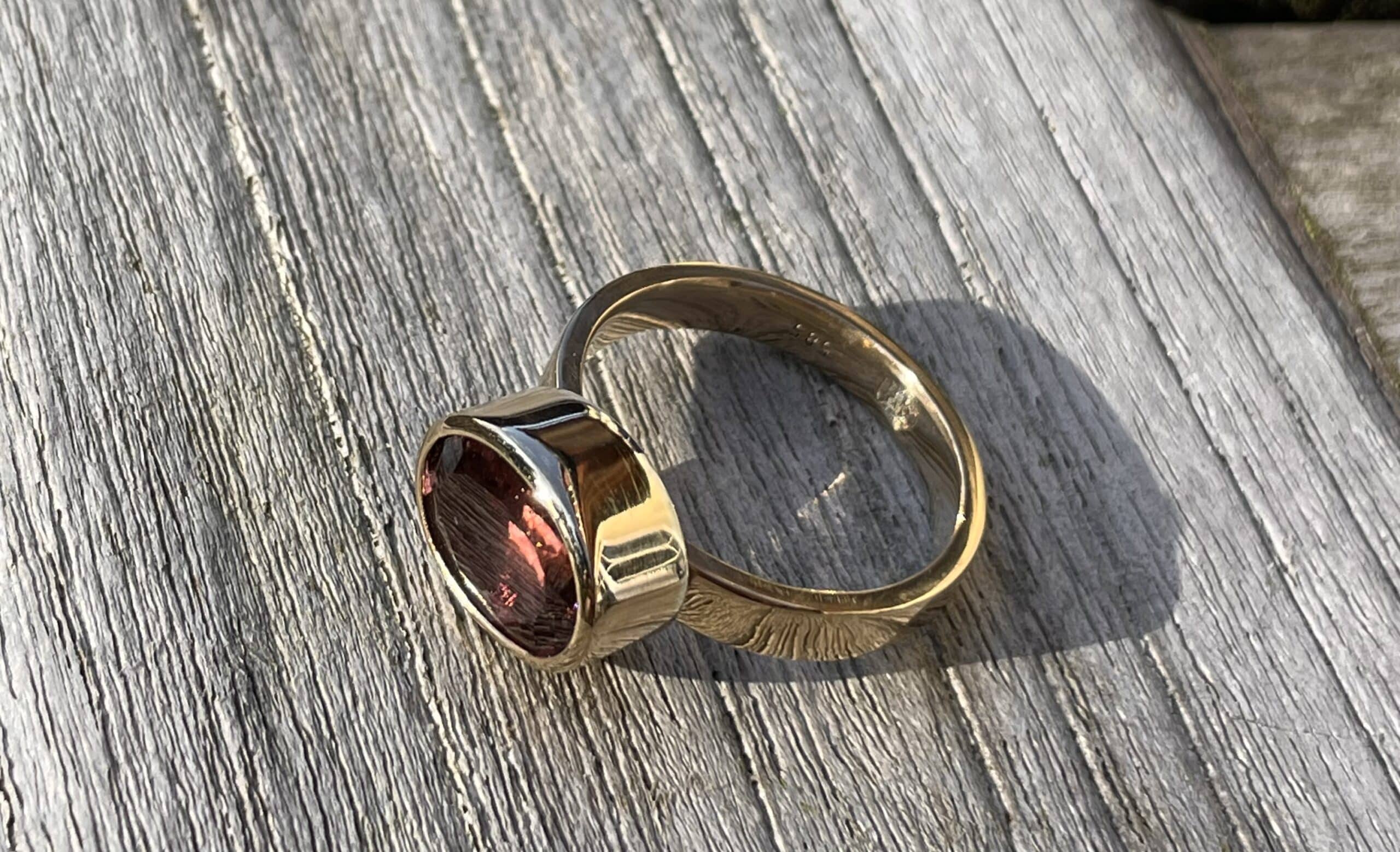 Edelstein Ring brauner Turmalin 585 Gold handgefertigt – Bild 7