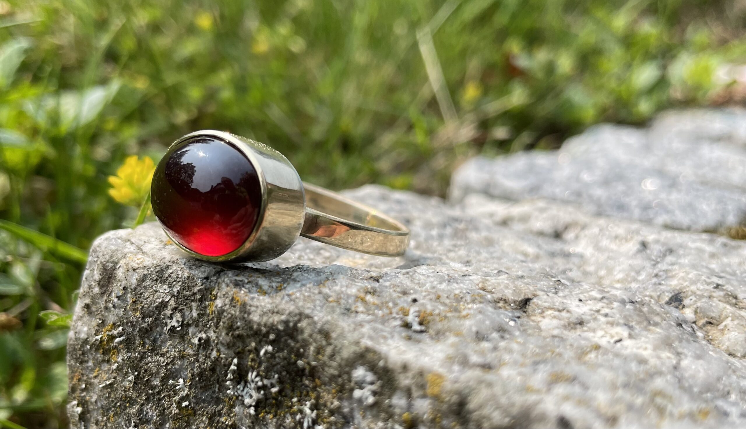 Edelstein Ring Hessonit Cabochon 585 Gold handgefertigt – Bild 6
