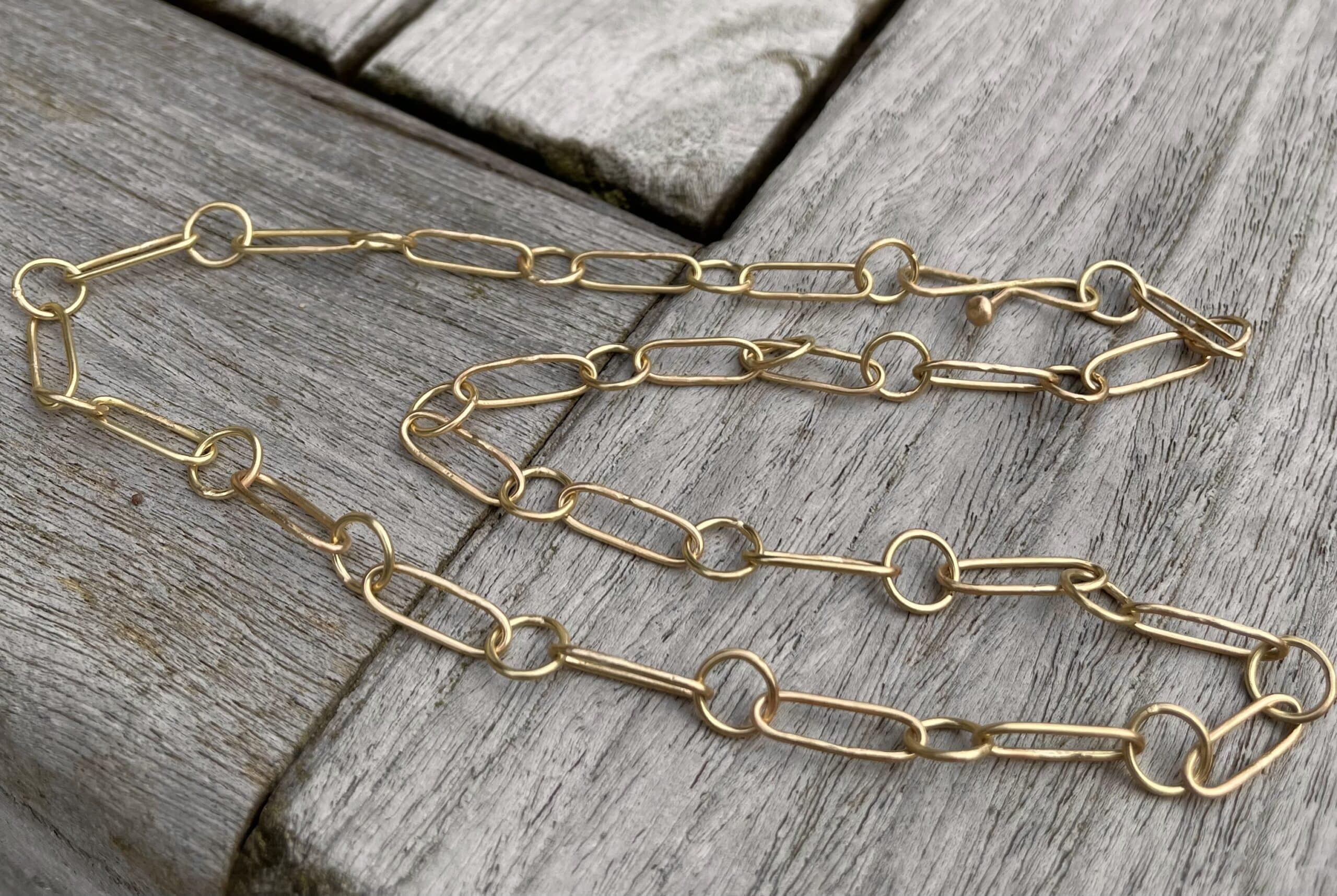 Goldkette Paperclip mit Herz am Verschluß 585 Gold handgefertigt – Bild 4