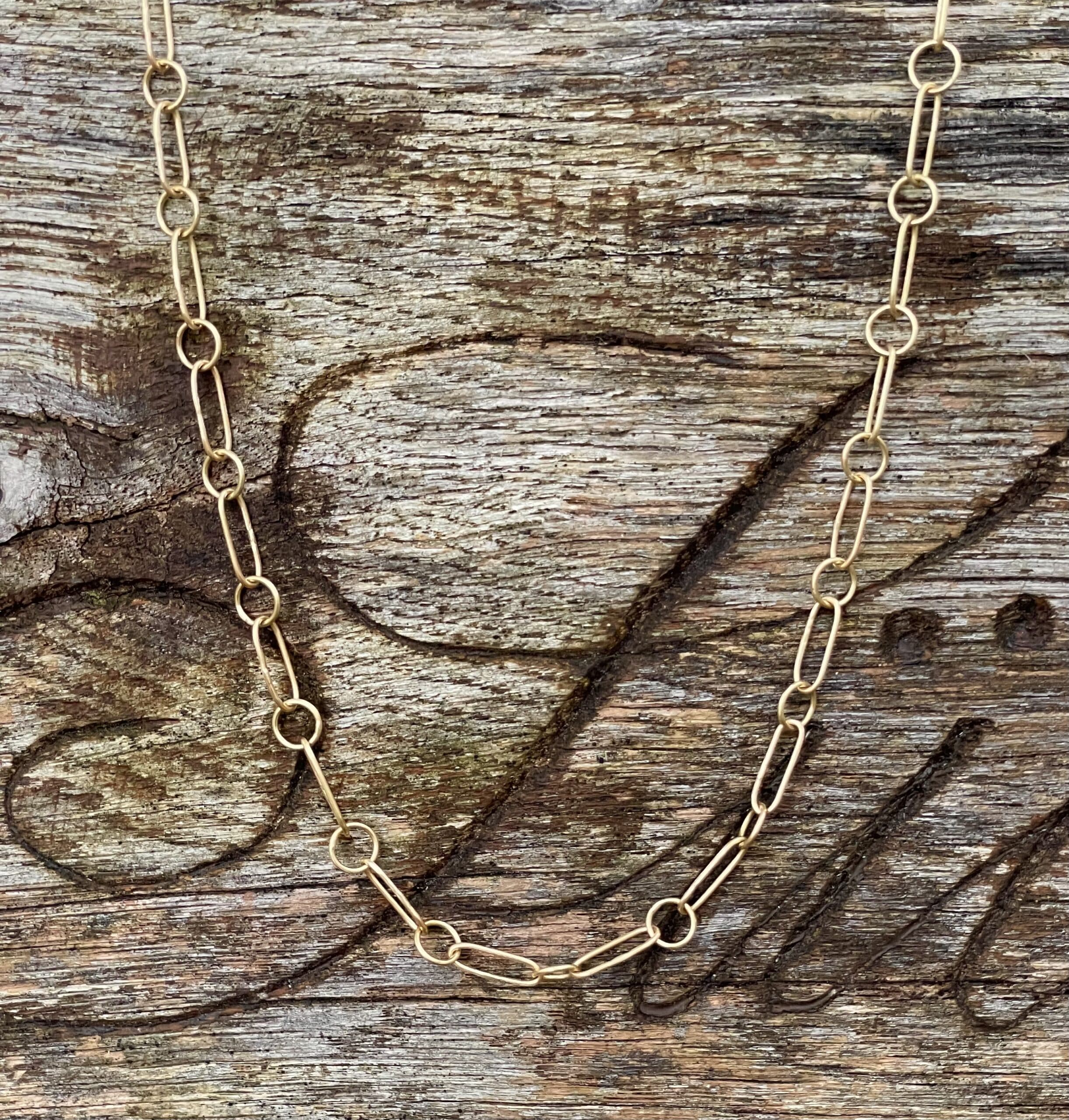 Goldkette Paperclip mit Herz am Verschluß 585 Gold handgefertigt – Bild 3